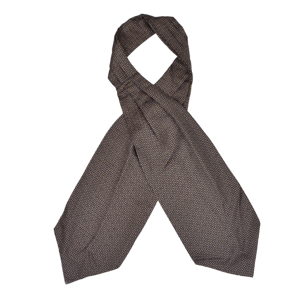 Canda Silk Ascot/Cravatte Tie - Blue, Black & Tan