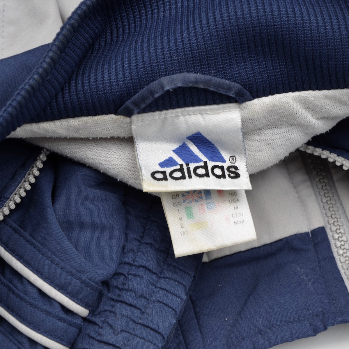 Vintage 90er Jahre Adidas Trefoil Windbreaker/Jacke Größe 6/M - grau/Navy