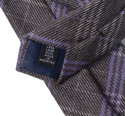 Andrew's Ties Plaid Wool Tie - Grey & Purple