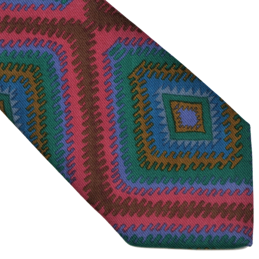 Fiorio Wool Tie Aztec Print - Fuchsia