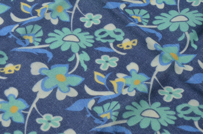 Einstecktuch aus Wolle/Seide mit Blumendruck - Blau und Türkis