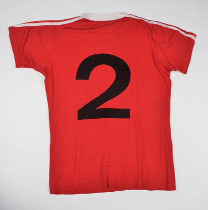 Vintage 70er Jahre Adidas Cafe Schärf Milchbar Trikot Größe D5-6/M - rot