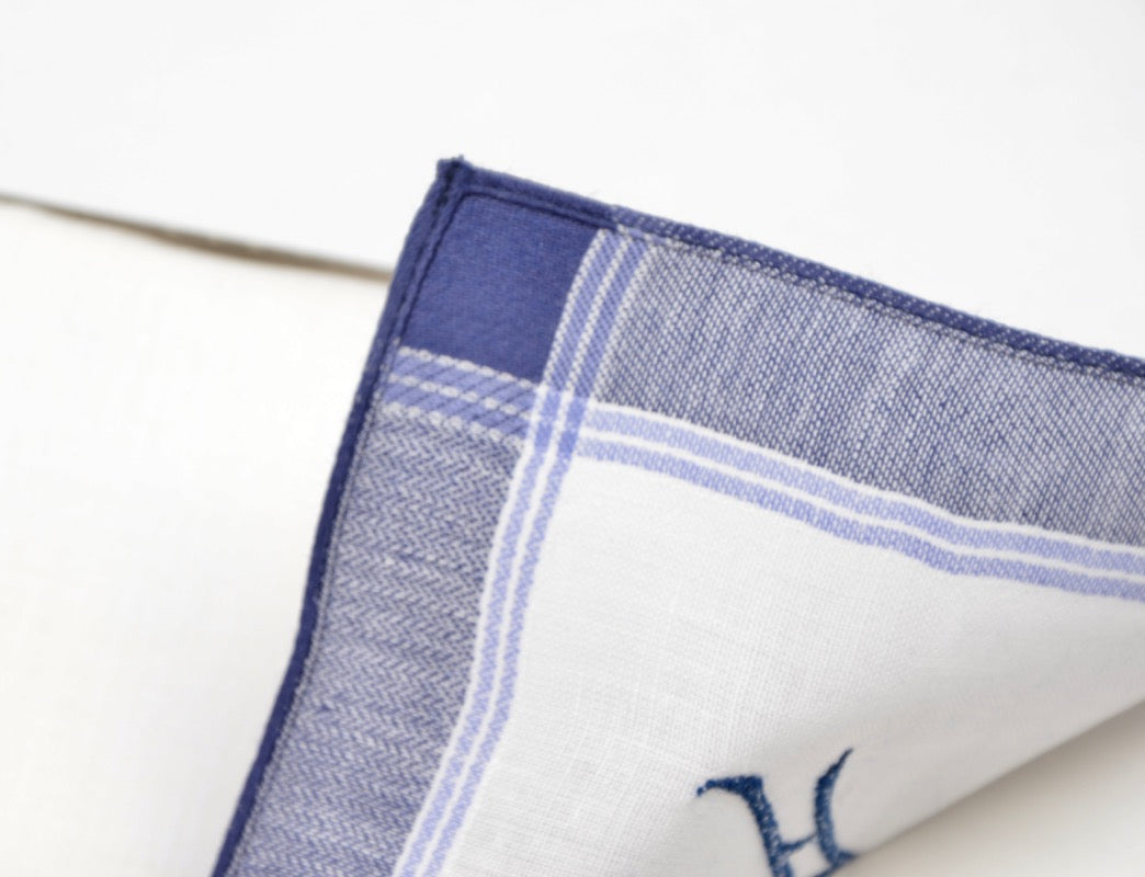 Monogrammed Cotton Handkerchiefs/Pocket Squares - A
