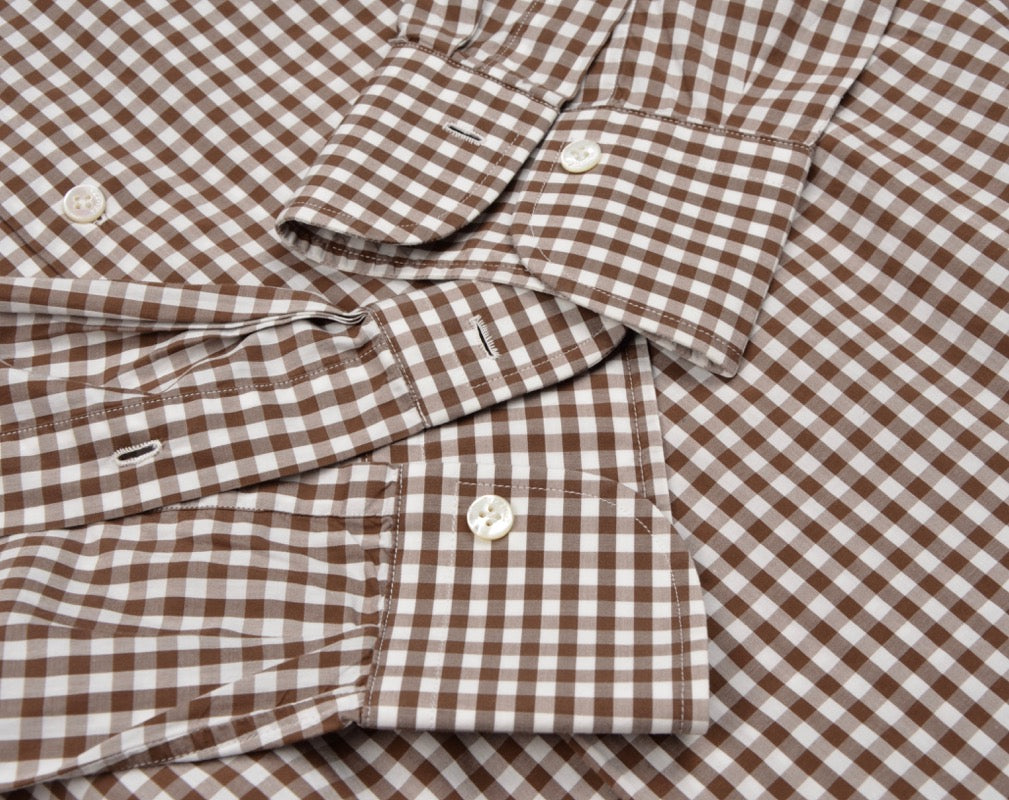 Truzzi Milano Checked Shirt Size Size 43 17 - Brown Gingham