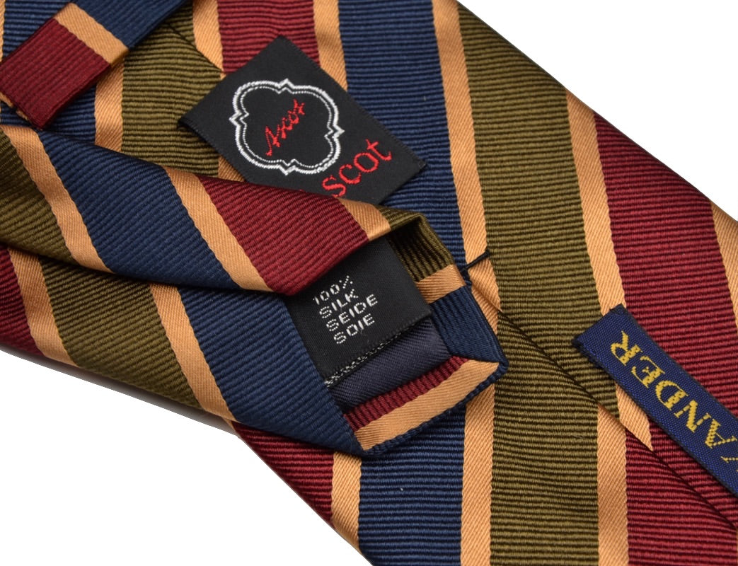 Ascot for Alexander Wien Striped Silk Tie - Blue, Green, Red