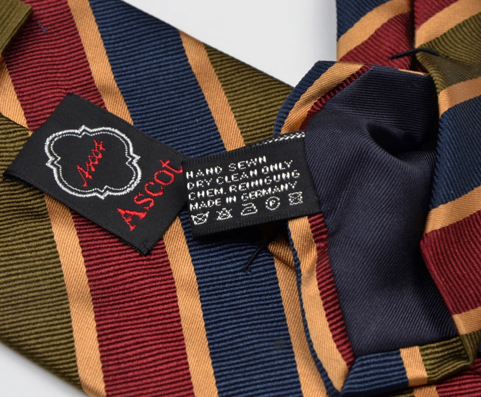 Ascot for Alexander Wien Striped Silk Tie - Blue, Green, Red