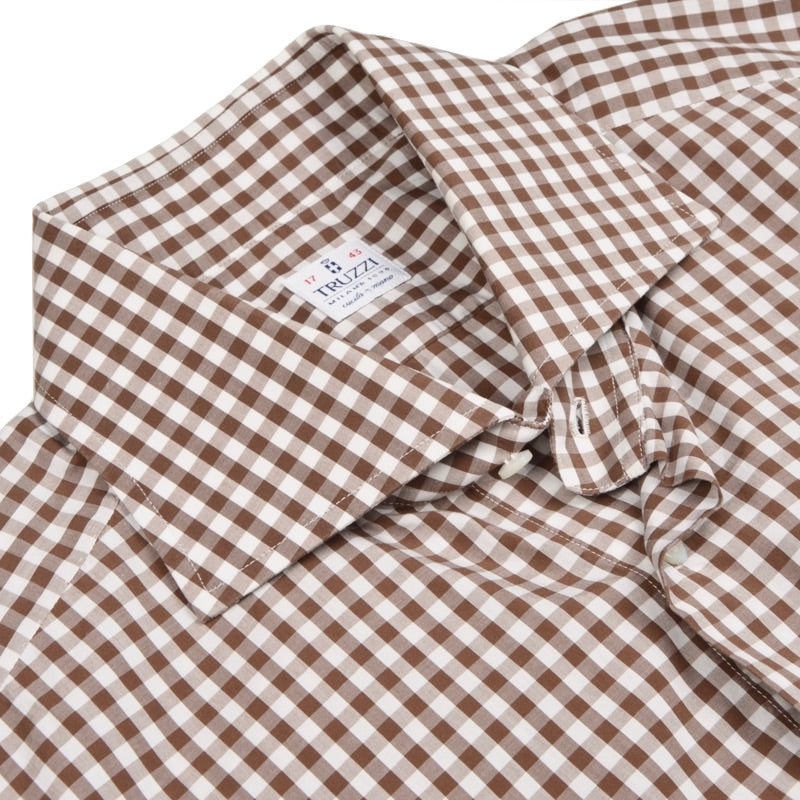 Truzzi Milano Checked Shirt Size Size 43 17 - Brown Gingham