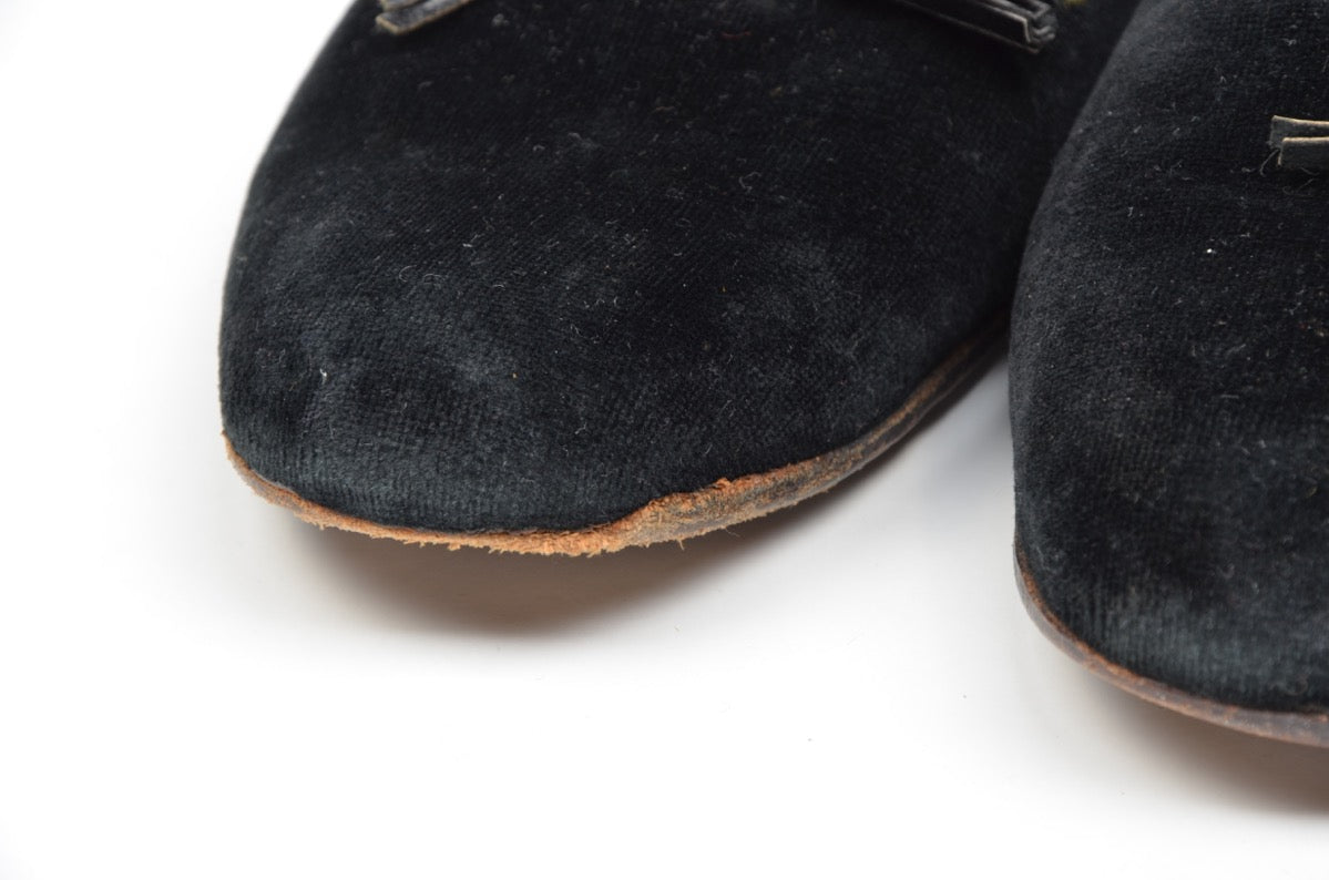 Turnbull &amp; Asser Slipper/Hausschuhe aus Samt Größe ca. 41,5 - Schwarz