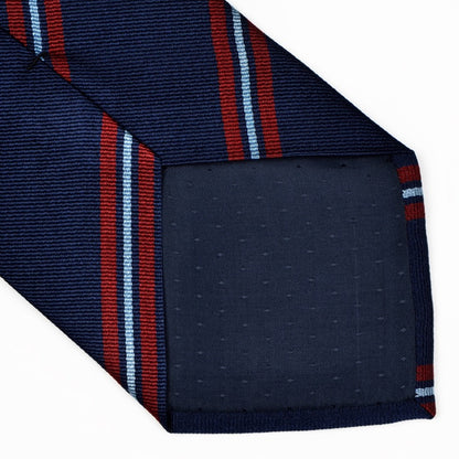 Paolo Romani Repp Stripe Silk Tie - Navy/Red