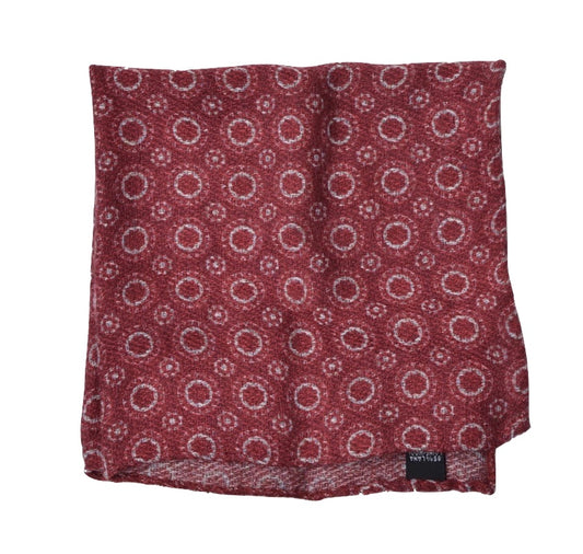 Wool/Silk Circle Pattern Pocket Square - Burgundy
