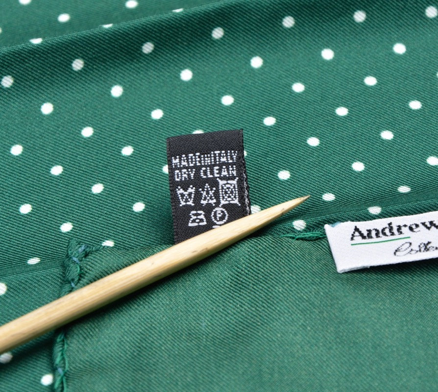 Andrew's Ties Collection Seiden-Einstecktuch – Grüne Tupfen