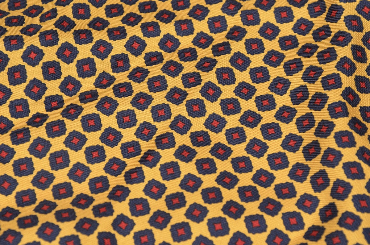 Anonymous Handgerolltes geometrisches Einstecktuch aus Seide - Rot, Gelb, Blau