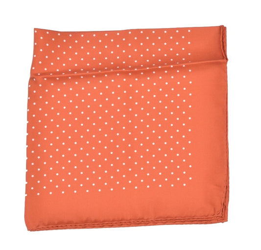 Andrew's Ties Collection Silk Pocket Square - Orange Polka Dot