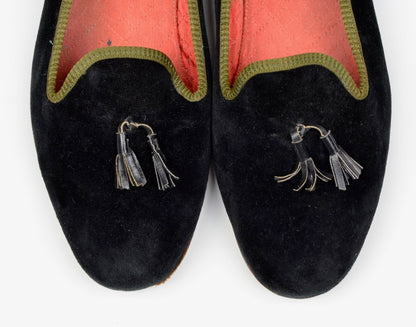 Turnbull &amp; Asser Slipper/Hausschuhe aus Samt Größe ca. 41,5 - Schwarz