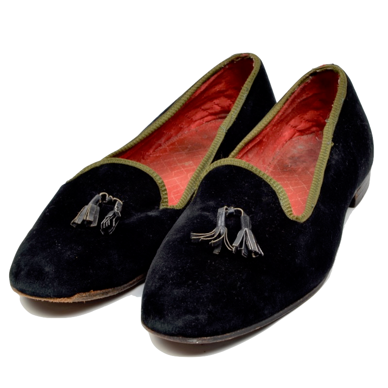 Turnbull &amp; Asser Slipper/Hausschuhe aus Samt Größe ca. 41,5 - Schwarz