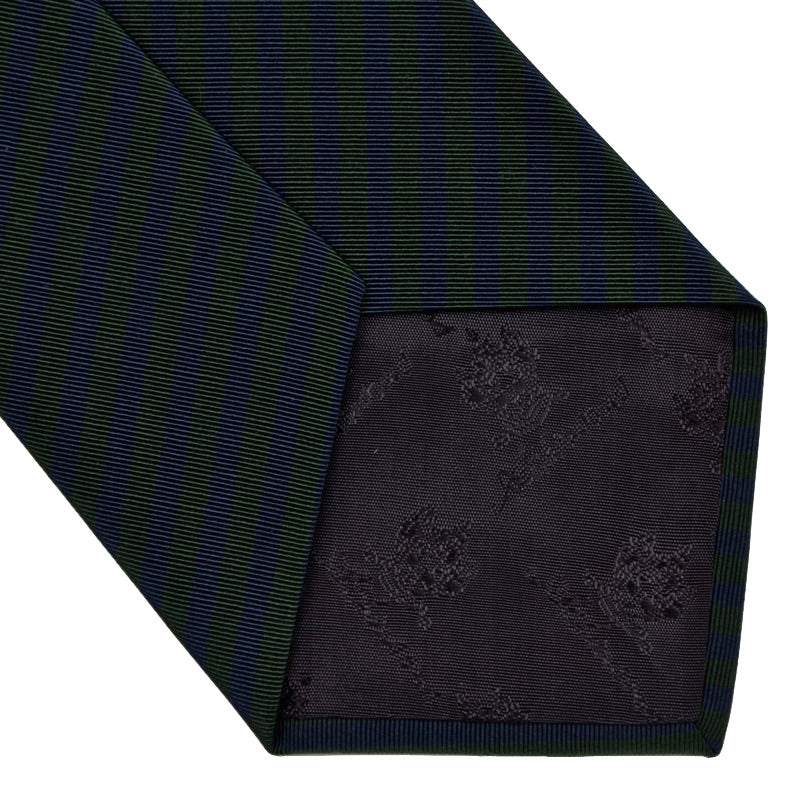 Atkinsons gestreifte Krawatte aus irischer Popeline – Marineblau und Grün