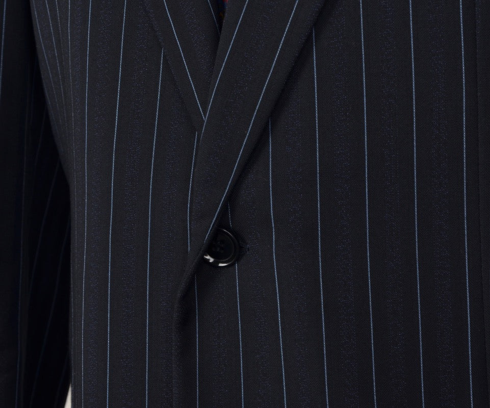 Pal Zileri Super 150s Striped Suit Size 52 - Navy Blue