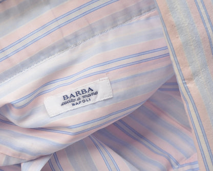 Barba Napoli Hemd Größe 41/16 - Rosa/Weiß/Blaue Streifen