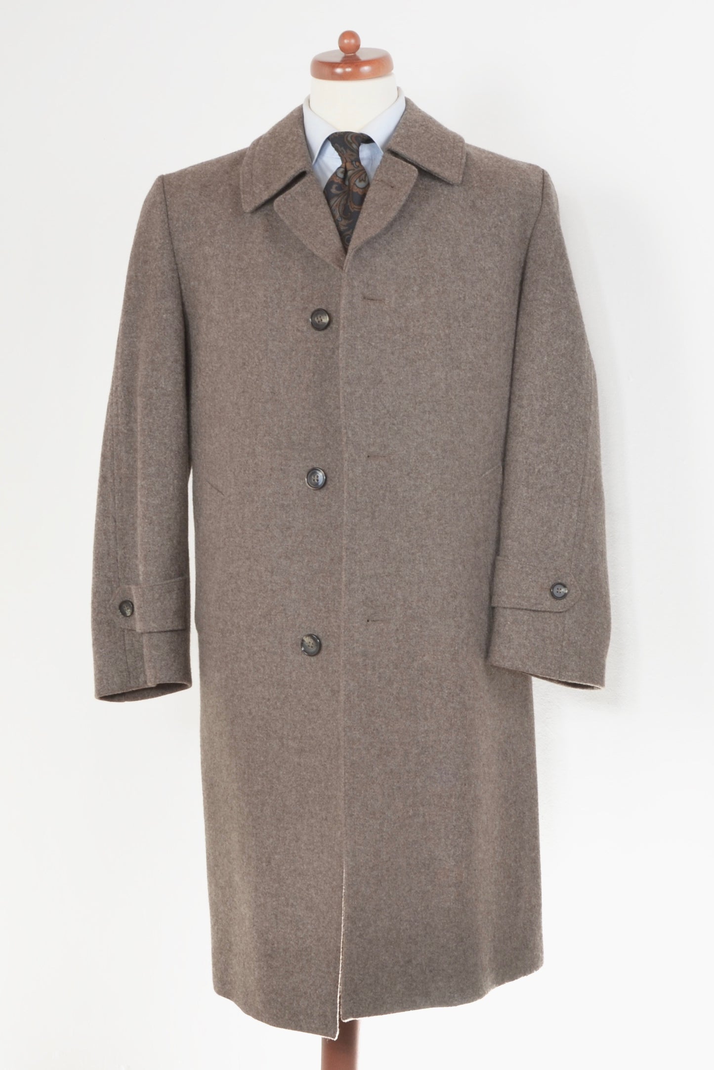 Classic Lined Wool Overcoat Size 50 - Tan-Grey