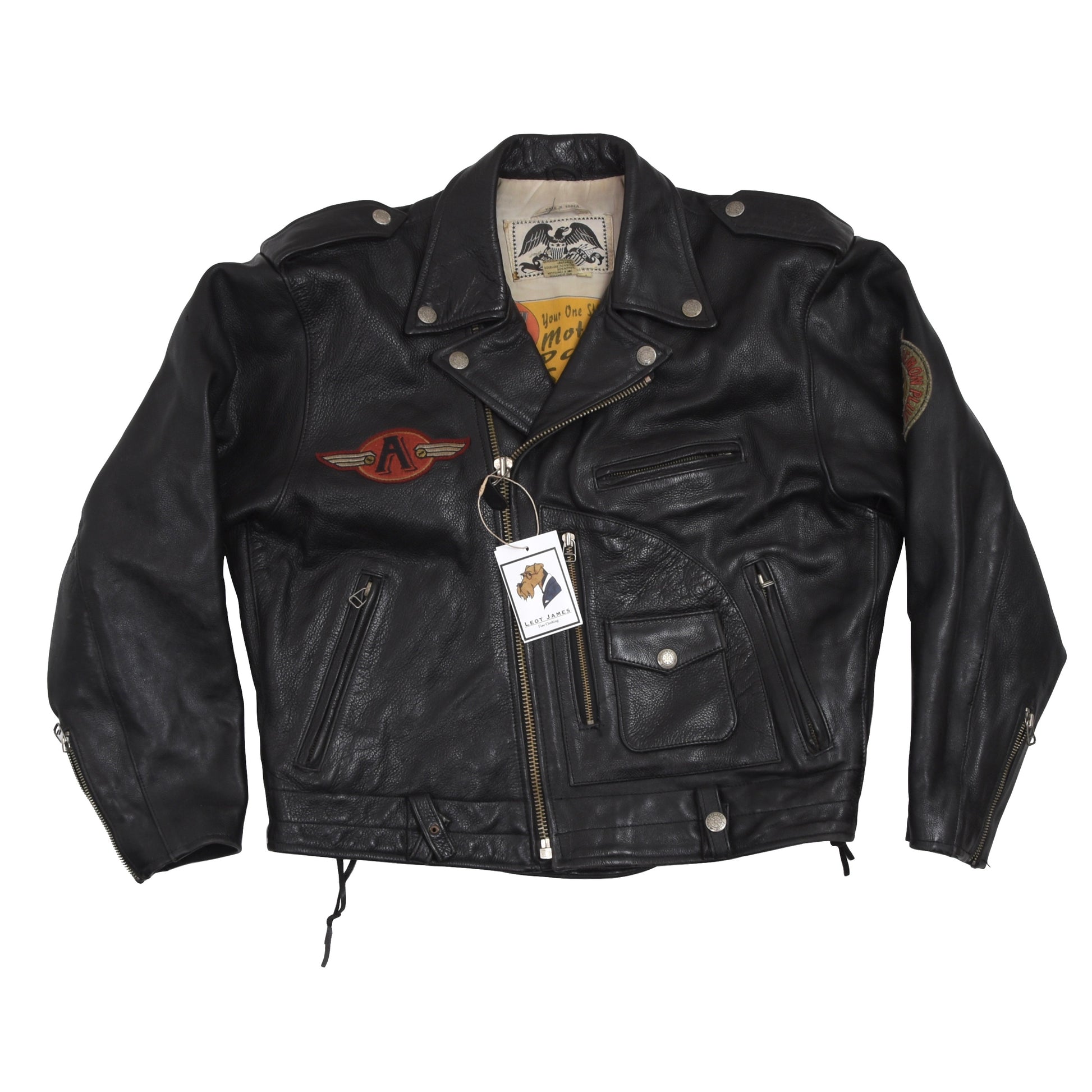 Vintage Avirex Leather Biker Jacket Size M Black