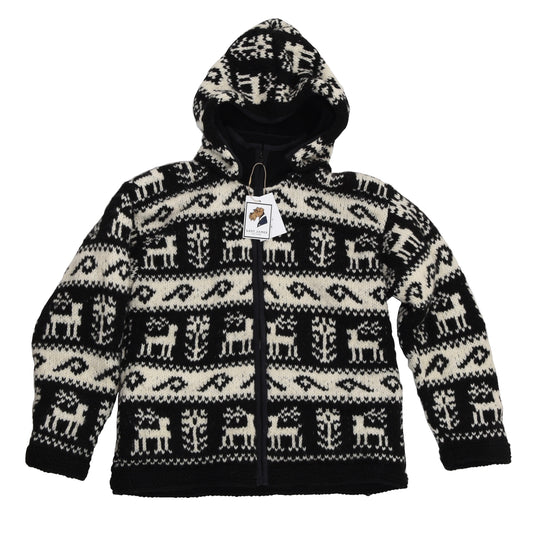 Wool Knit Reindeer Jacket Size M - Black/White