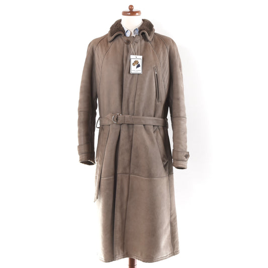 Full Length Belted Shearling Coat