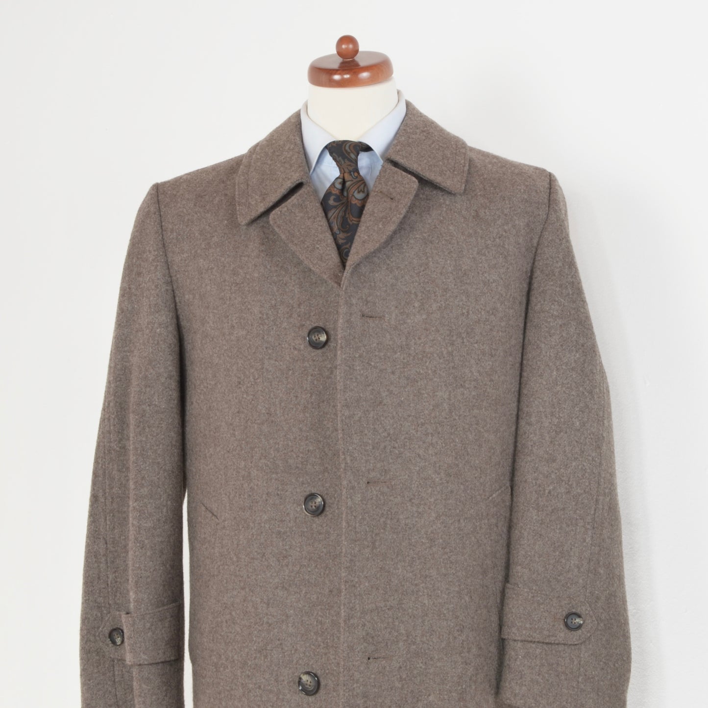 Classic Lined Wool Overcoat Size 50 - Tan-Grey