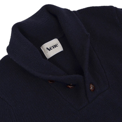 Acne Shawl Collar Normandie AW11 Sweater Size L - Navy