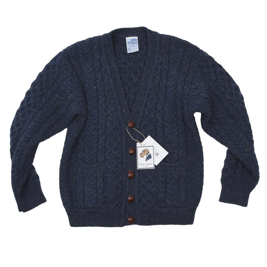 John Molloy Strickjacke aus Wolle mit Zopfmuster - Blau