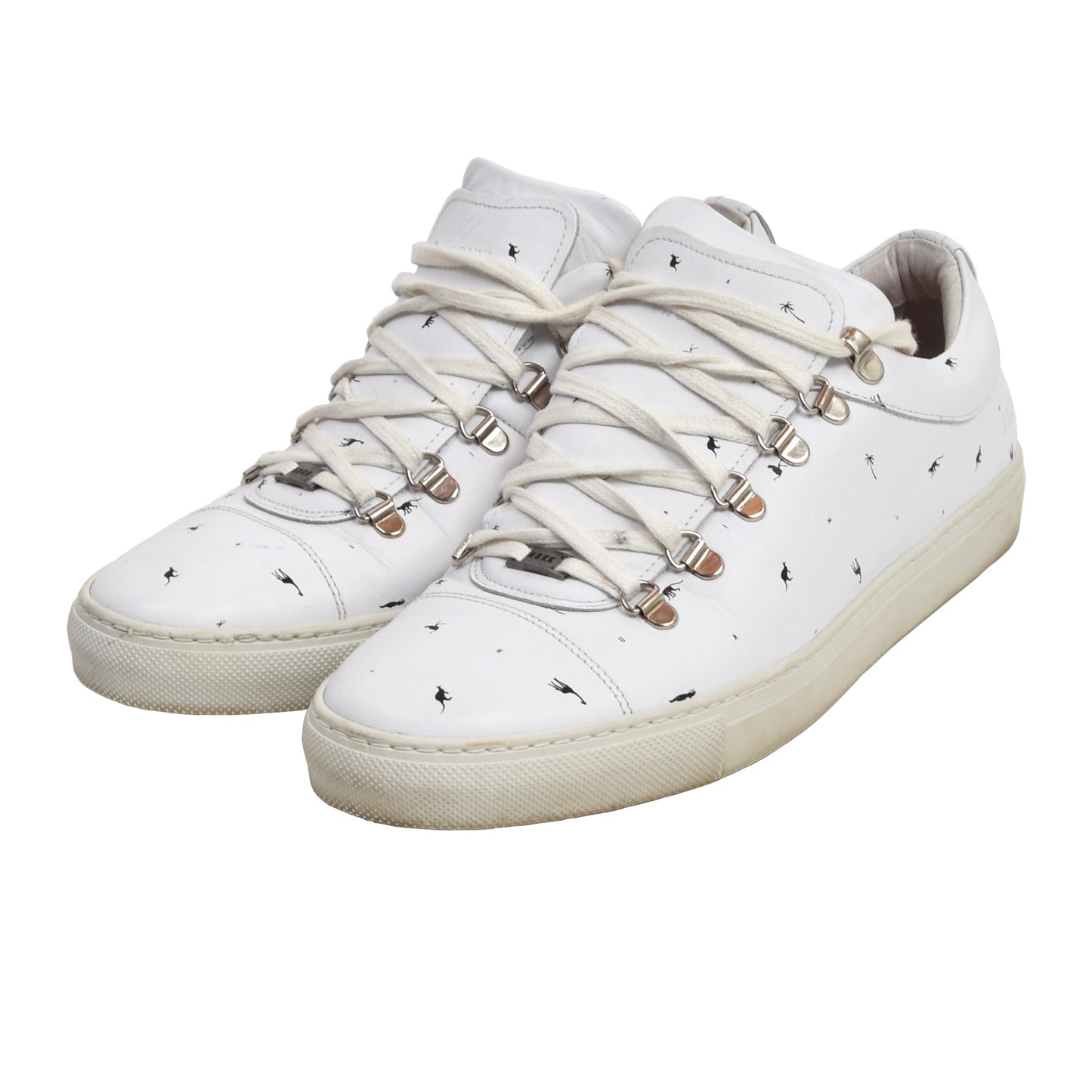 Nubikk Leather Kangaroo & Ostrich Print Sneakers Size US 42 - White