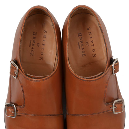 Shipton &amp; Heneage Double Monk Schuhe Größe 8 F - Cognac