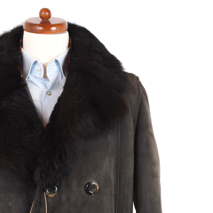 Klassischer Shearling-Mantel - Braun