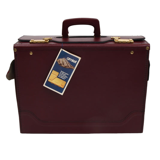 Classic Leather Attache Case - Burgundy