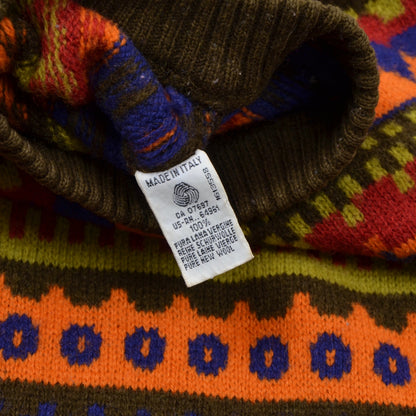 Vintage Benetton Wollpullover Größe 52 - braun/Orange Fair Isle