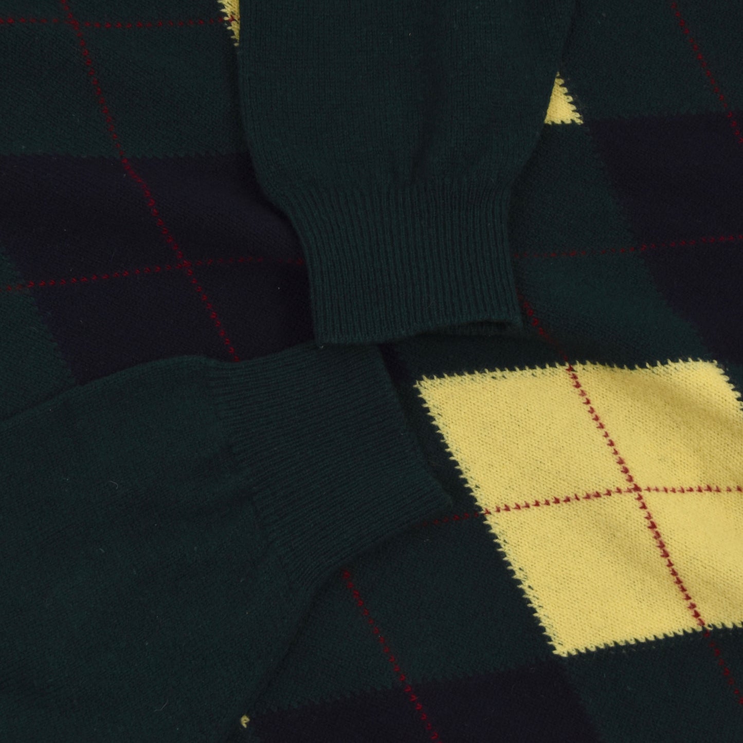 Pringle of Scotland Argyle Polo Pullover Größe L - Grünes Argyle