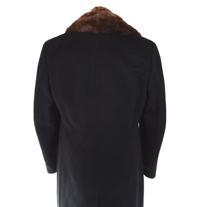 Vintage Wool-Cashmere Overcoat Feat. Fur Collar - Black