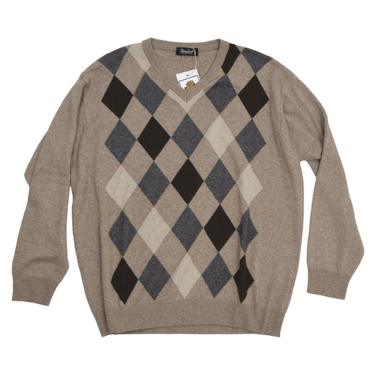 Brian Scott Collection Sweater 50/50 Cashmere/Silk Size XXL - Argyle