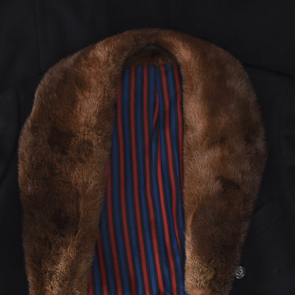 Vintage Wool-Cashmere Overcoat Feat. Fur Collar - Black