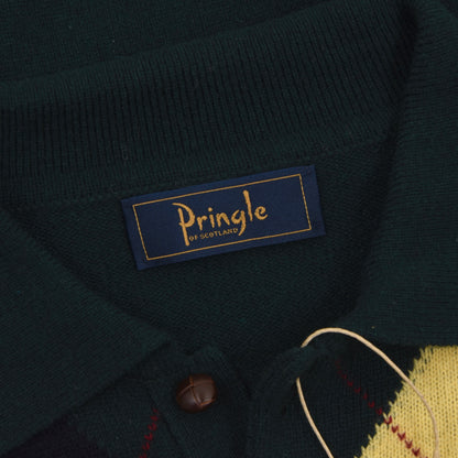 Pringle of Scotland Argyle Polo Pullover Größe L - Grünes Argyle