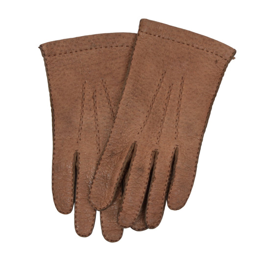 Unlined Peccary Gloves - Brown