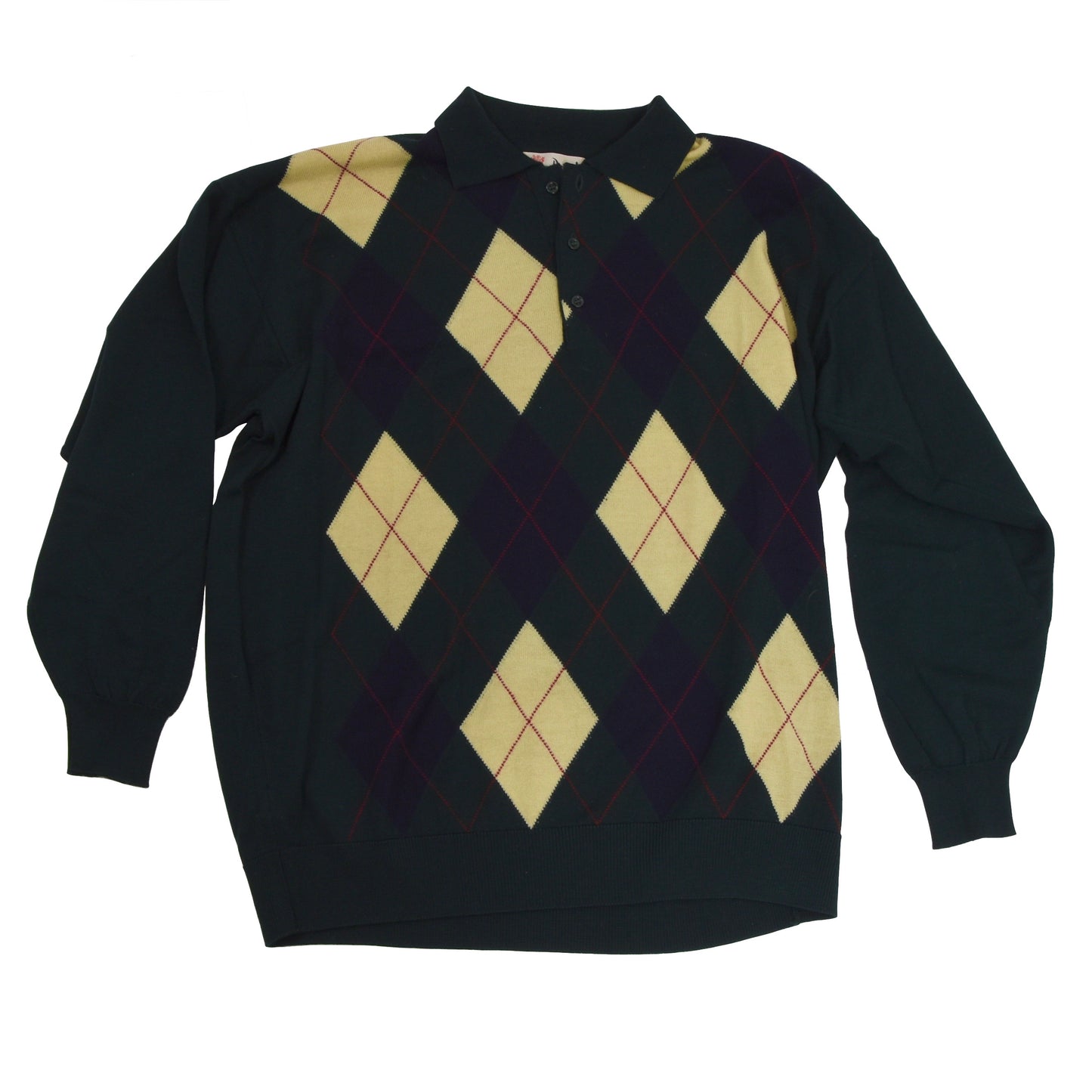 Pringle of Scotland Argyle Polo Pullover Größe XL - Grünes Argyle