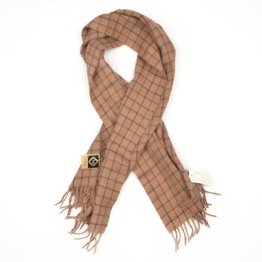 Camelhair Scarf with Graph Check - Camel