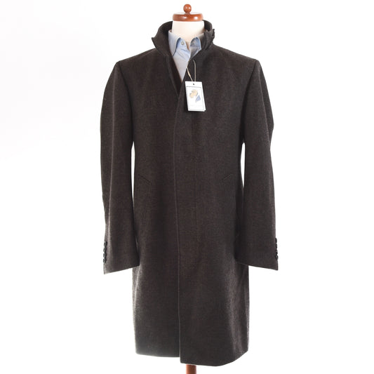 Baldessarini Belted-Back Wool-Blend Overcoat Size 54 - Brown