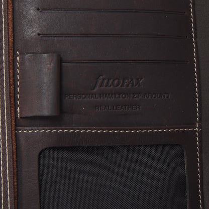 Filofax Personal Hamilton Zip-Around Leather Organizer  - Brown