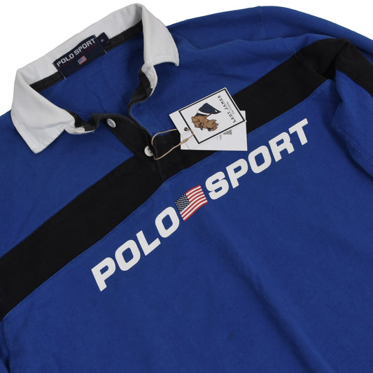 Polo Sport Spellout Rugby Shirt Size M - Blue