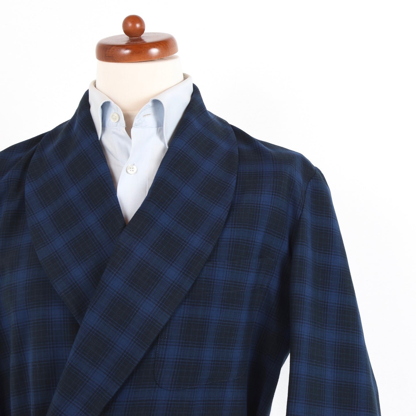 Vintage Schalkragen Robe Größe 52 - blau kariert