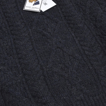 Aran Crafts 1/4 Zip Cableknit Wool Sweater - Blue