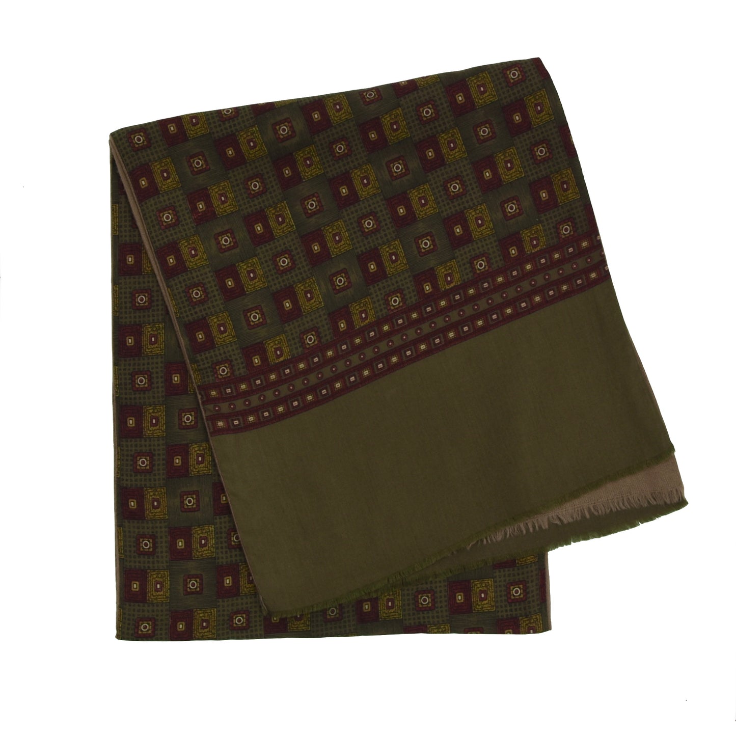 Classic Double Sided Silk-Wool/Wool Dress Scarf - Green