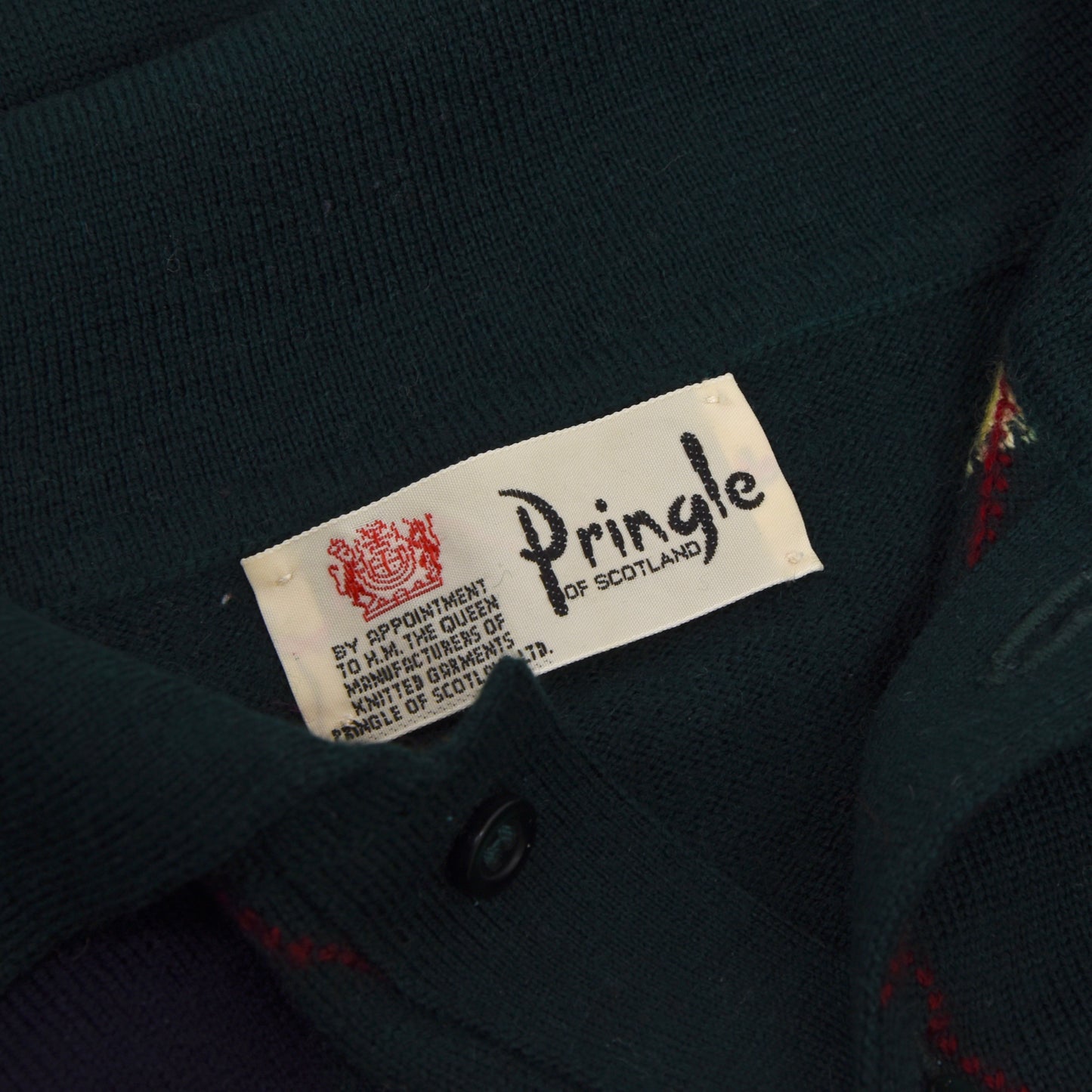 Pringle of Scotland Argyle Polo Pullover Größe XL - Grünes Argyle