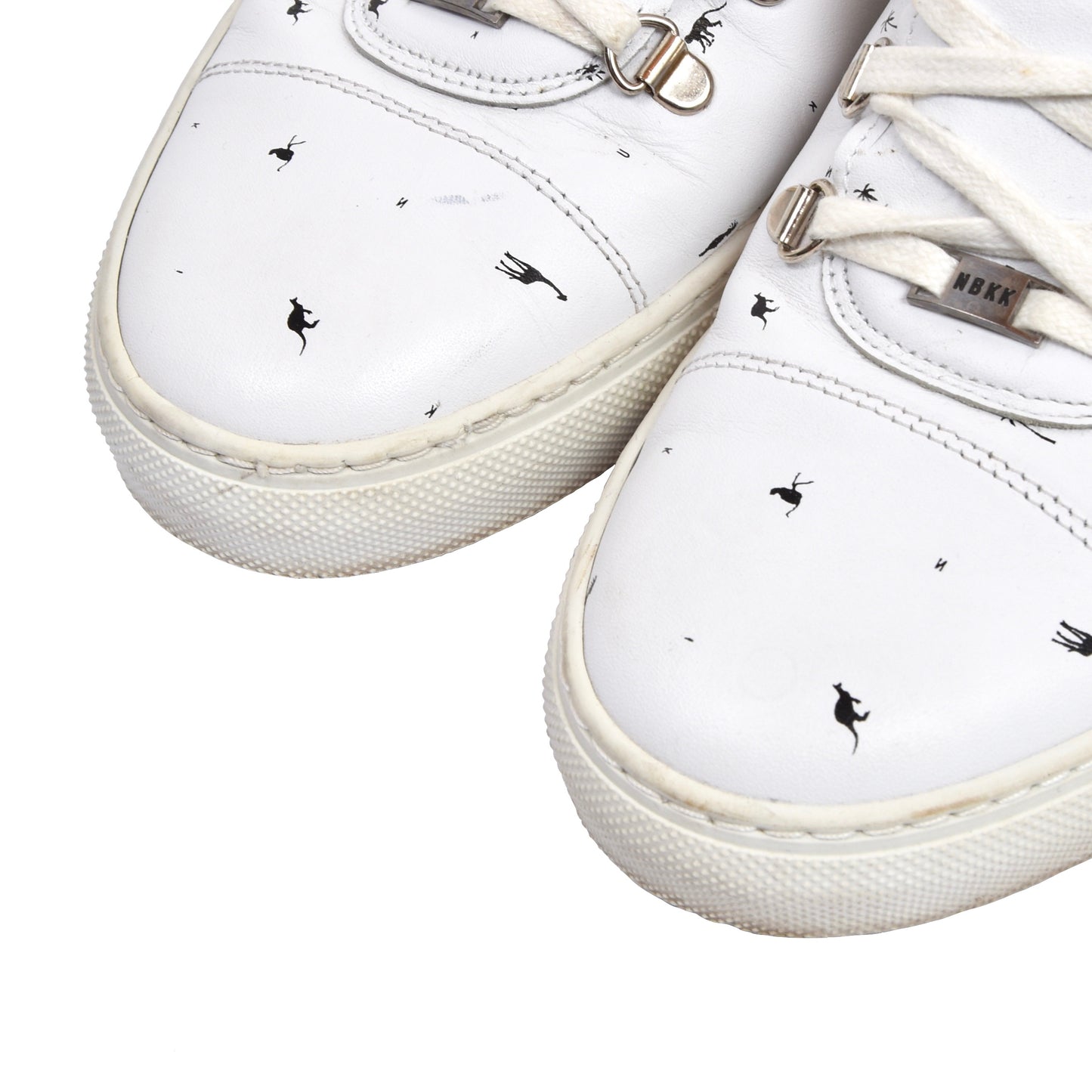 Nubikk Sneakers aus Leder mit Känguru- und Straußenmuster Größe US 42 - Weiß